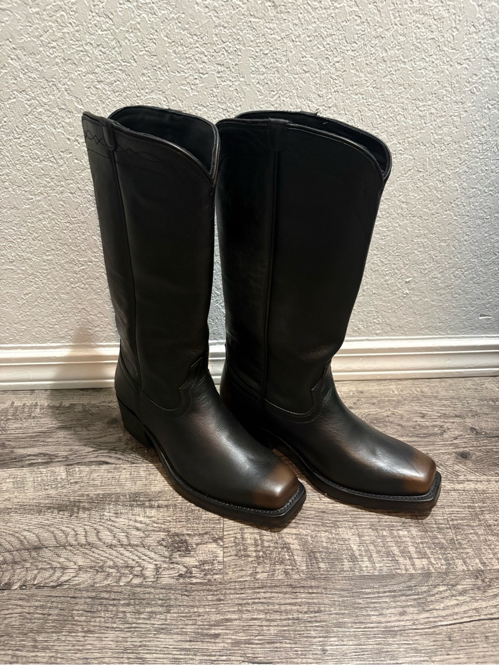 Tecovas The Charlie Midnight Leather Western Boots Black size 6.5